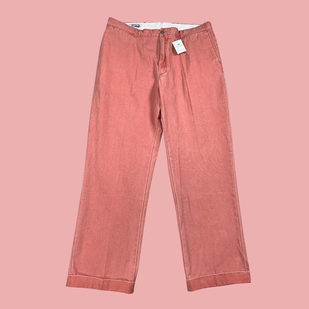 Murrays Toggery Shop Mens 38x30 Nantucket Red Flat Front Cuffed Cotton NWT